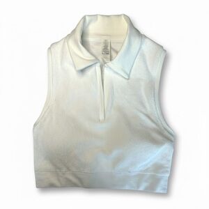 Aerie Offline Collared Crop Tank with Built-In Bra Pads White Size S NWT